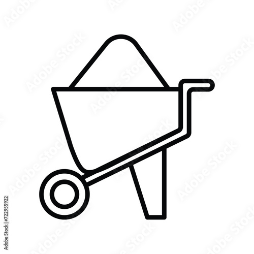 wheel barrow icon with white background vector stock illustration