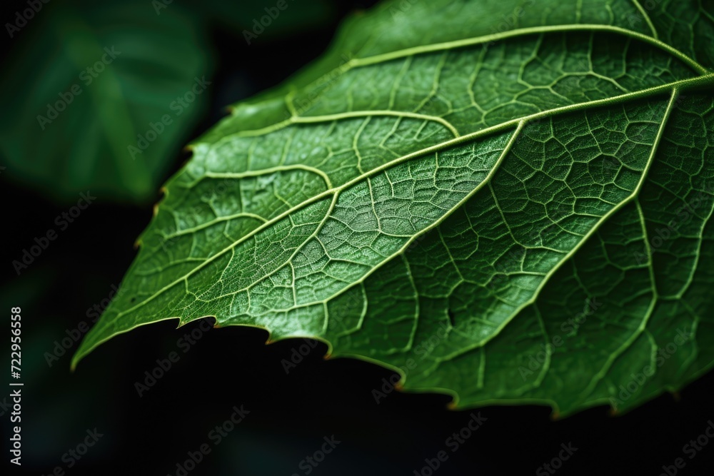 A close-up view of a leaf with a dark background. This image can be used for various purposes A close-up view of a leaf with a dark background. This image can be used for various purposes