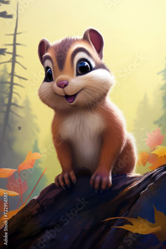 Cartoon illustration of cute chipmunks16