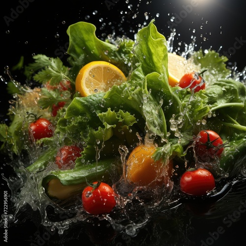 Vegetable Symphony: Splash of Freshness as Vegetables Dive into Water
