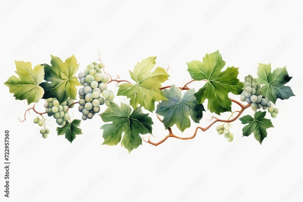 A painting depicting a bunch of grapes on a vine. Can be used for wine labels, food and beverage advertisements, or as a decorative piece A painting depicting a bunch of grapes on a vine. Can be used for wine labels, food and beverage advertisements, or as a decorative piece