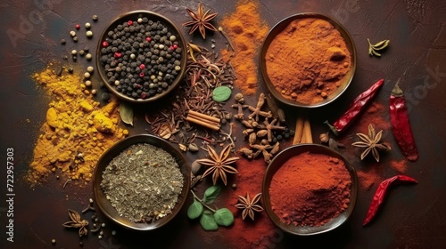 Beautiful composition of different spices and herbs © Vladimir