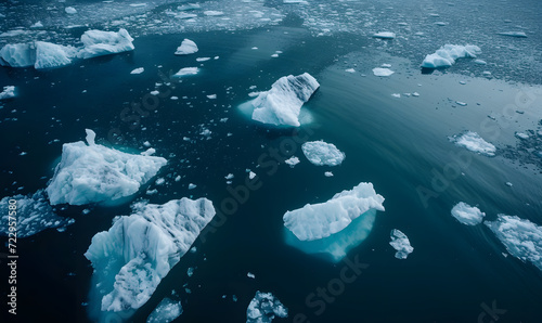 Ice sheets melting in the arctic ocean or waters, Generative AI