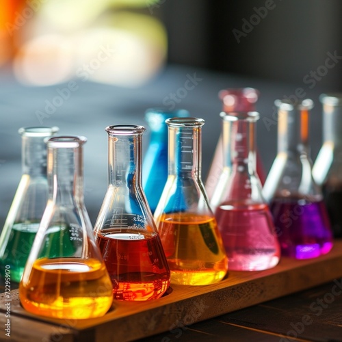 Beakers filled with chemicals