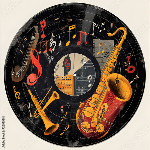Jazz Album Cover: A close-up of a jazz saxophonist with expressive eyes,