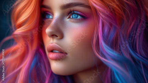 A rainbow colored girl hair, realistic fantasy artwork, richly layered, matte photo, hand-painted details, colorful