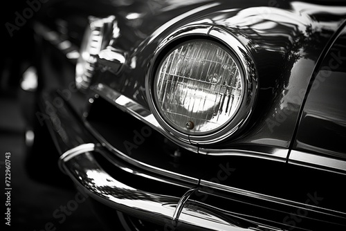 A black and white photo of a classic car. Perfect for vintage car enthusiasts or automotive design projects © Fotograf