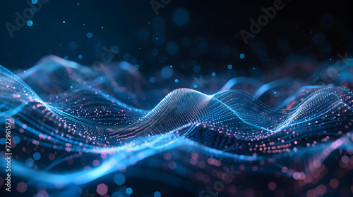 futuristic depiction of radio frequency waves intertwining with digital elements, symbolizing the integration of technology and connectivity.