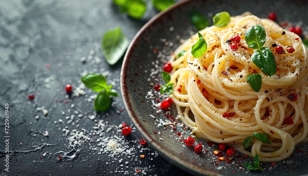 Photo of a spaghetti dish, emphasizing simplicity and authenticity. AI Photo of a spaghetti dish, emphasizing simplicity and authenticity. AI