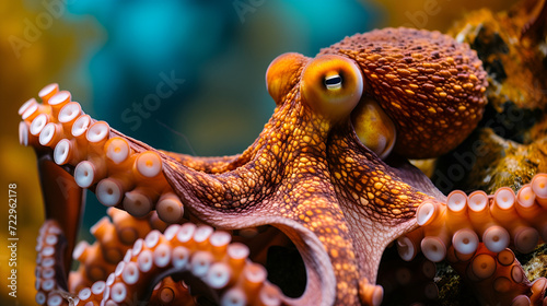 Common octopus vulgaris copy space, generative ai