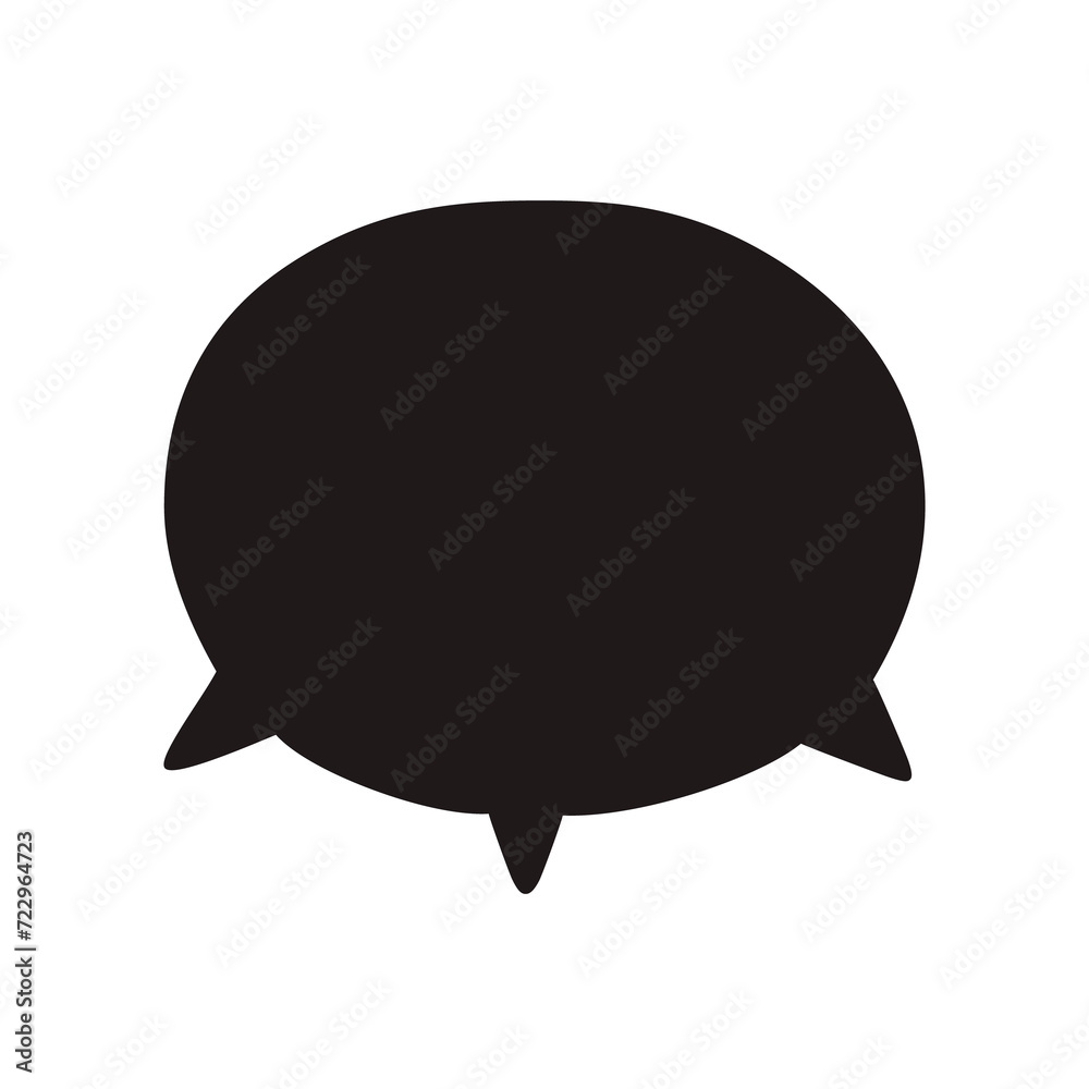 Speech bubble drawn in flat art style. Icon png clipart isolated on transparent background
