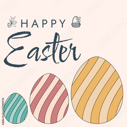 Happy Easter poster. Cute card for Easter. Vector illustration. Candy colors.
