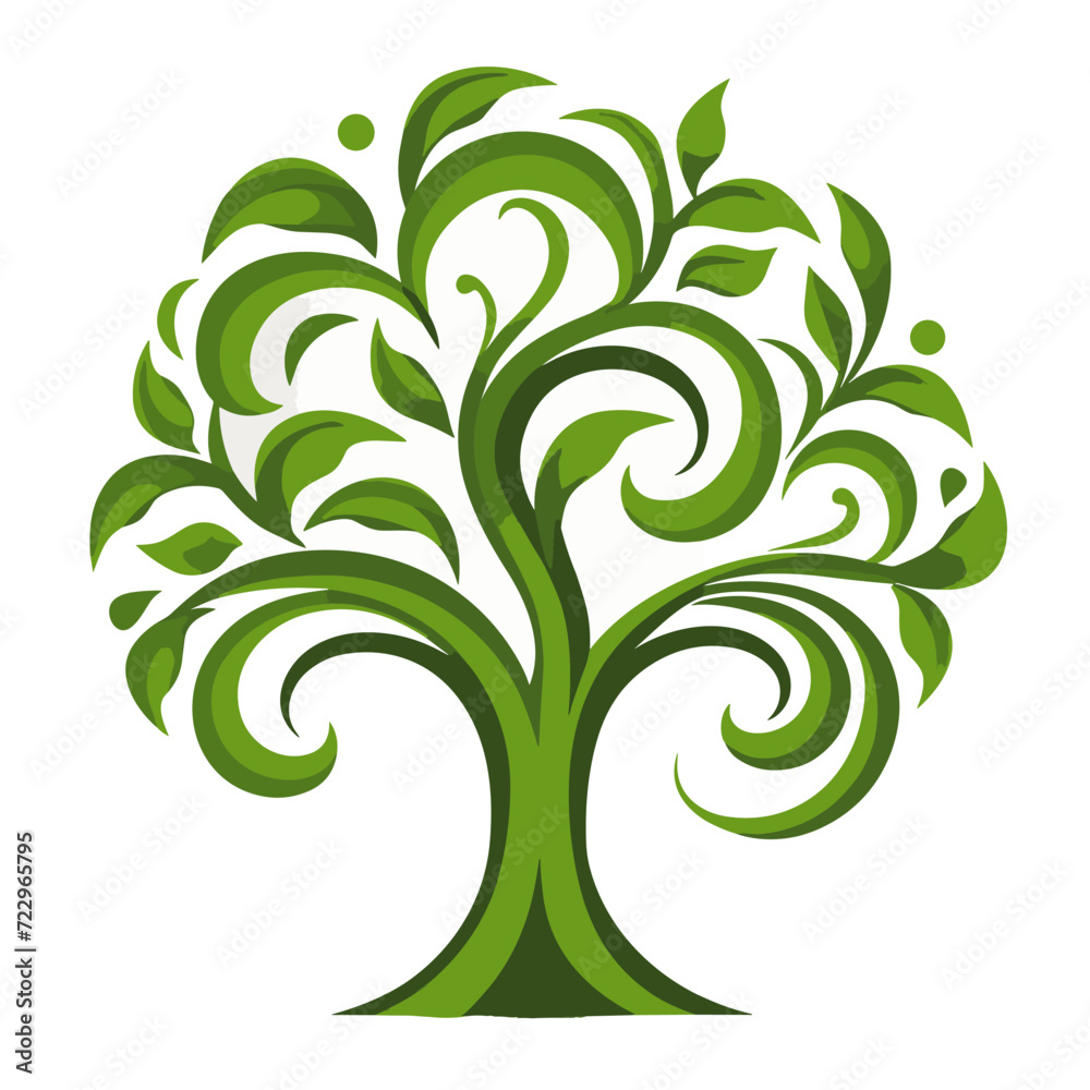 Green Tree Logo Design, Leaf And Wood Vector Green Tree Logo Design, Leaf And Wood Vector