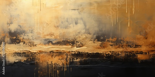 abstract oil painting gold & black on canvas