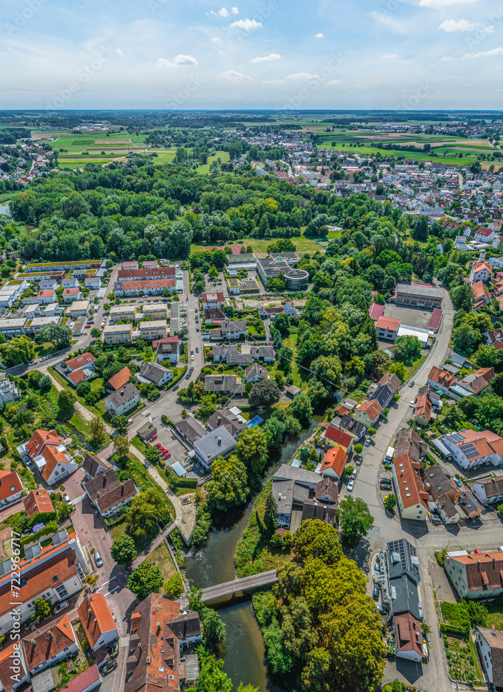 Ausblick auf Günzburg in Schwaben, Blick auf die Günz-Auen