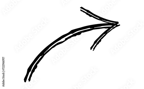 Hand drawn crayon chalk charcoal line arrow. textured arrow isolated on white. squiggle and scribble stroke. Element for diagrams. doodle marker.