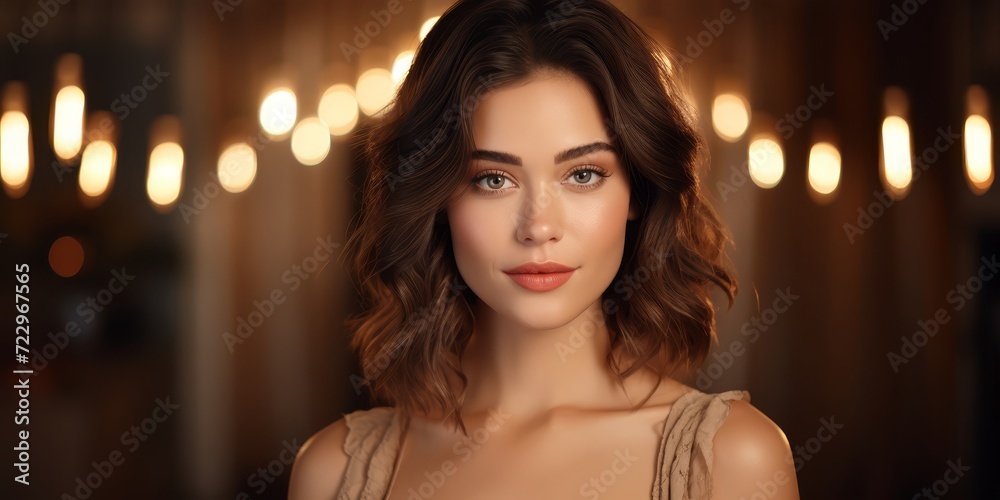 beautiful woman with beautiful skin posing on dark background