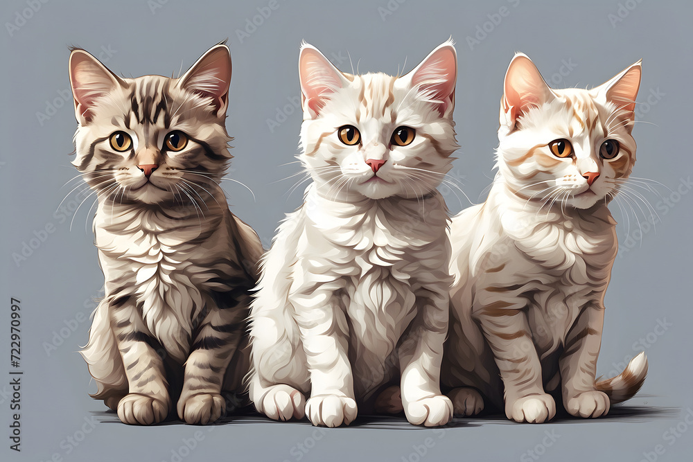 Front view of a isolated cats illustration
