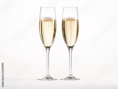 two glasses of champagne with bubbles