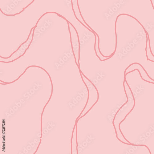 Wavy Seamless Trippy Pattern. Seamless pattern of colorful abstract squiggles print  scribble spiral and wavy lines. retro 80s style. Chaotic ink brush scribbles. Vector illustration