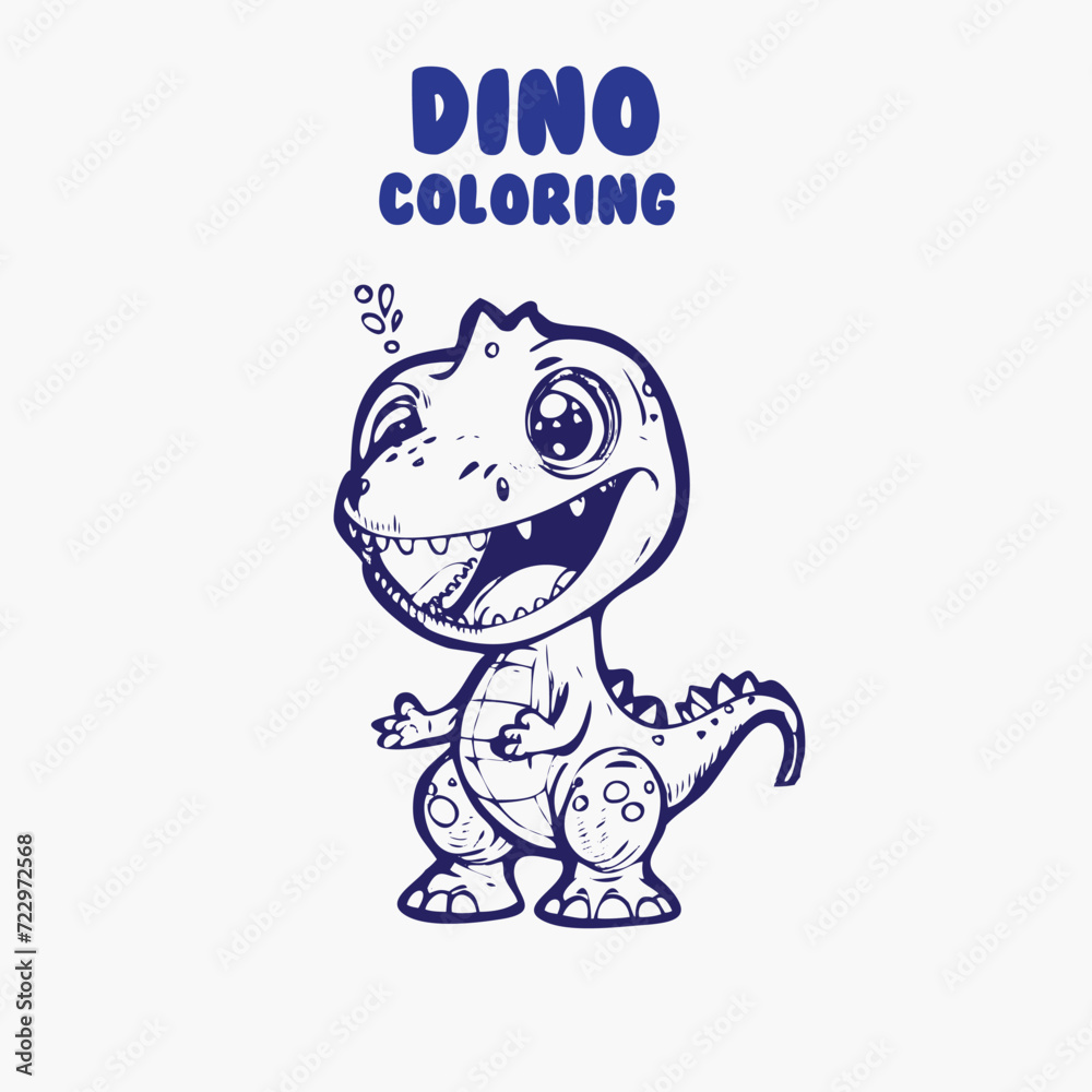 Cute dinosaur of tyrannosaurus cartoon characters vector illustration. For kids coloring book. line art for coloring page Cute dinosaur of tyrannosaurus cartoon characters vector illustration. For kids coloring book. line art for coloring page