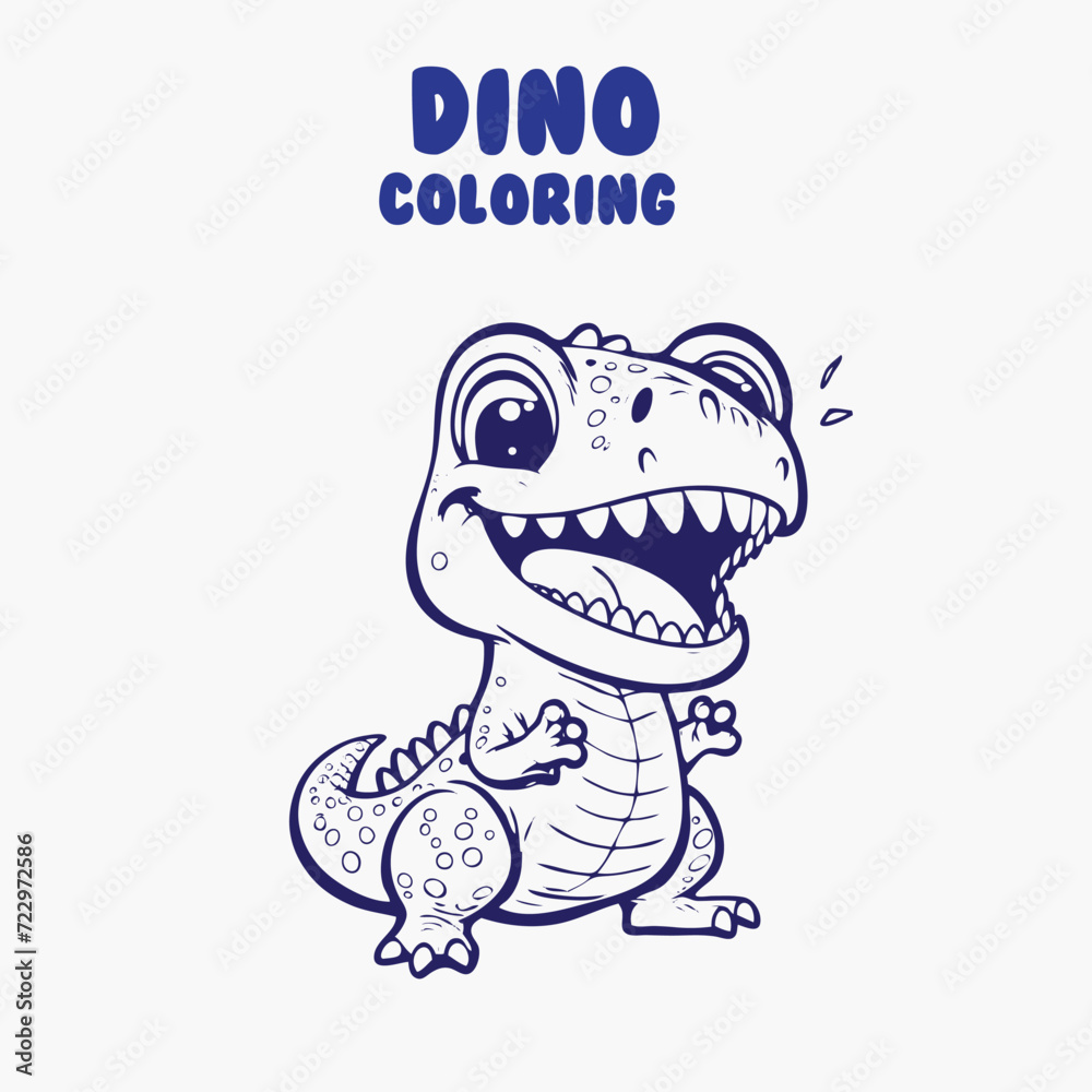 Cute dinosaur of tyrannosaurus cartoon characters vector illustration. For kids coloring book. line art for coloring page Cute dinosaur of tyrannosaurus cartoon characters vector illustration. For kids coloring book. line art for coloring page