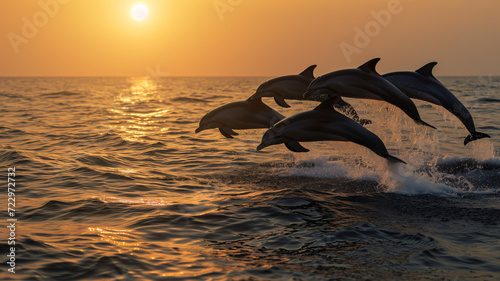 dolphin jumping on sunset © kura