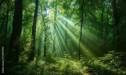 anenchanting forest dense with lush green trees  photo