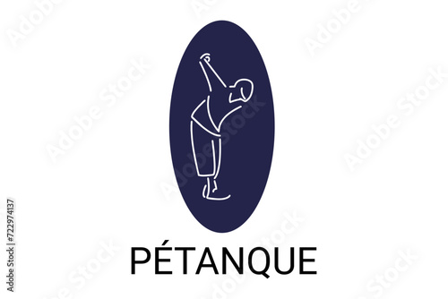 petanque sport vector line icon. practice petanque stance. sport pictogram, vector illustration. photo