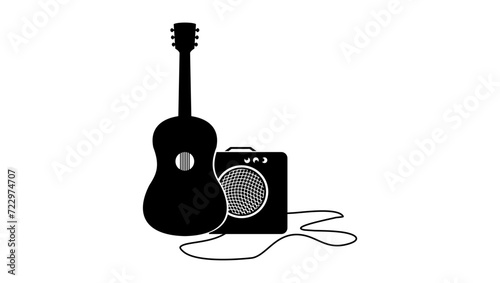 guitar amplifier emblem, black isolated silhouette