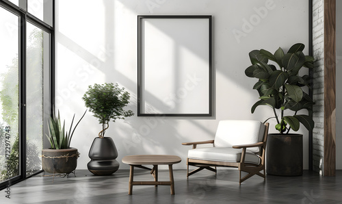 Frame mockup  Modern interior design  Generative AI