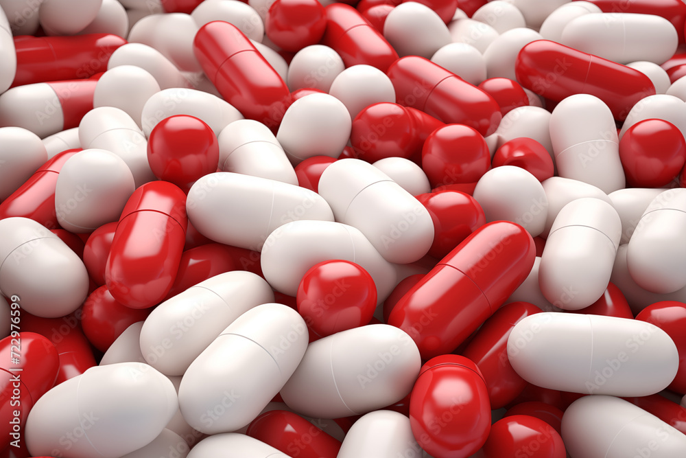 Pile of red and white capsules