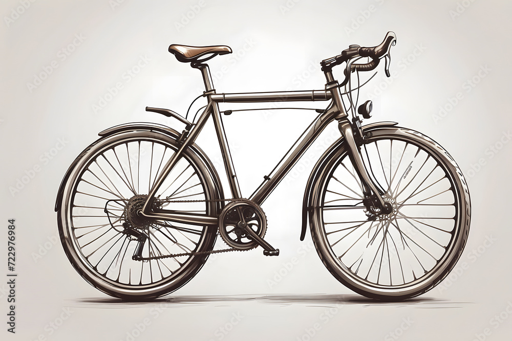 Front view of isolated bicycle illustration on white background