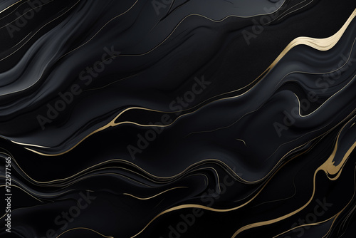 black background with texture decorated with Shiny marble lines. black marble luxury background