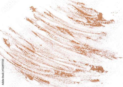 Cinnamon powder scattered isolated on white, texture