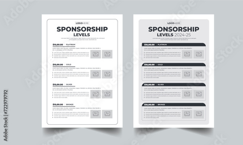 Sponsorship Levels Fundraising Flyers design layout template photo