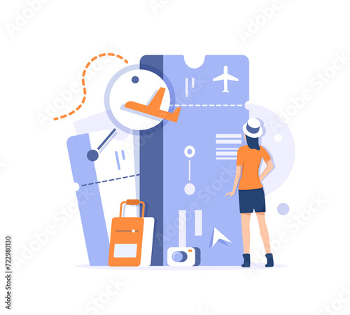 Flight tickets online booking,Online ticket concept,journey service, vacation and tourism airplane