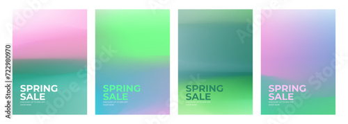 Spring Sale Set. Springtime season commercial backgrounds. Blurred color gradients for business, seasonal shopping promotion and sale advertising. Vector illustration. photo