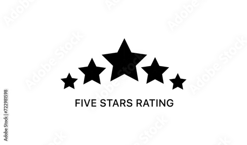 Five stars rating icon. Silhouette style. Vector icon