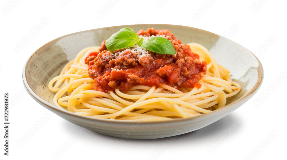 Ein Teller spaghetti, Nudeln, Pasta, essen, Bolognese, , sauce, tomate, isoliert, freigestellt