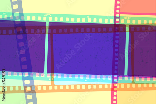 Camera roll in risograph style with transparent colors. Retro concept poster and banner. Vector illustration