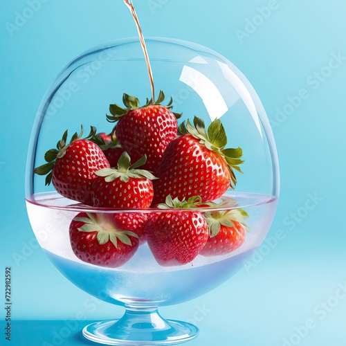 Strawberry bomb, strawberry abstraction. Very juicy strawberries in different forms