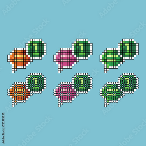 Pixel art stroke sets icon of chat notif variation color. chatting icon on pixelated style. 8bits perfect for game asset or design asset element for your game design. Simple pixel art icon asset. photo