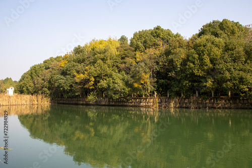 Beautiful view of Bacheng Ecological Wetland Park during autumn session