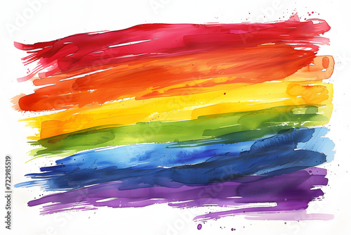Rainbow LGBT flag, watercolors paint style illustration