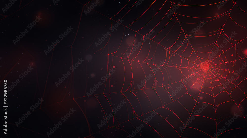 Fototapeta premium Spider web blue and red background 