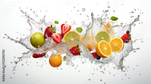 Juicy fresh slice Citrus Fruits Splash with Colorful Berry Variation  