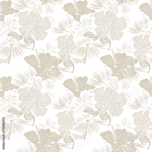 Neutral Colour Botanical Floral Seamless Pattern Design