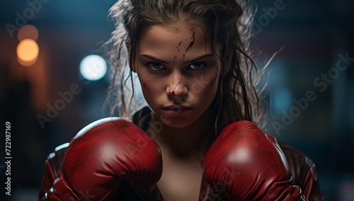 Young girl with boxing gloves on her hands © Photo And Art Panda
