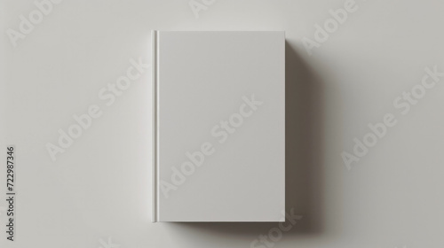 Minimalist white book cover mockup on a plain background, ideal for design presentations.